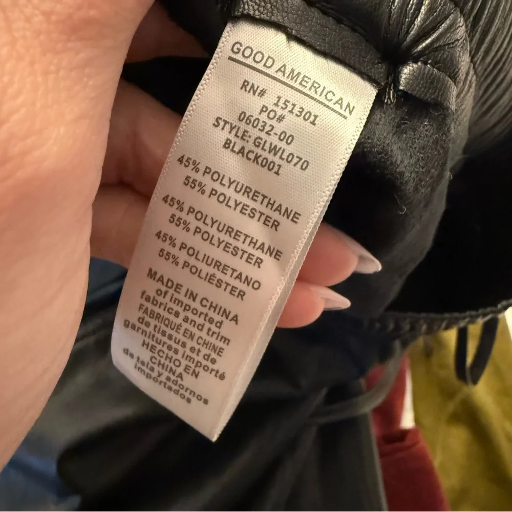 GOOD AMERICAN • Black Faux Leather wide leg pants - size 3 large - Picture 10 of 10